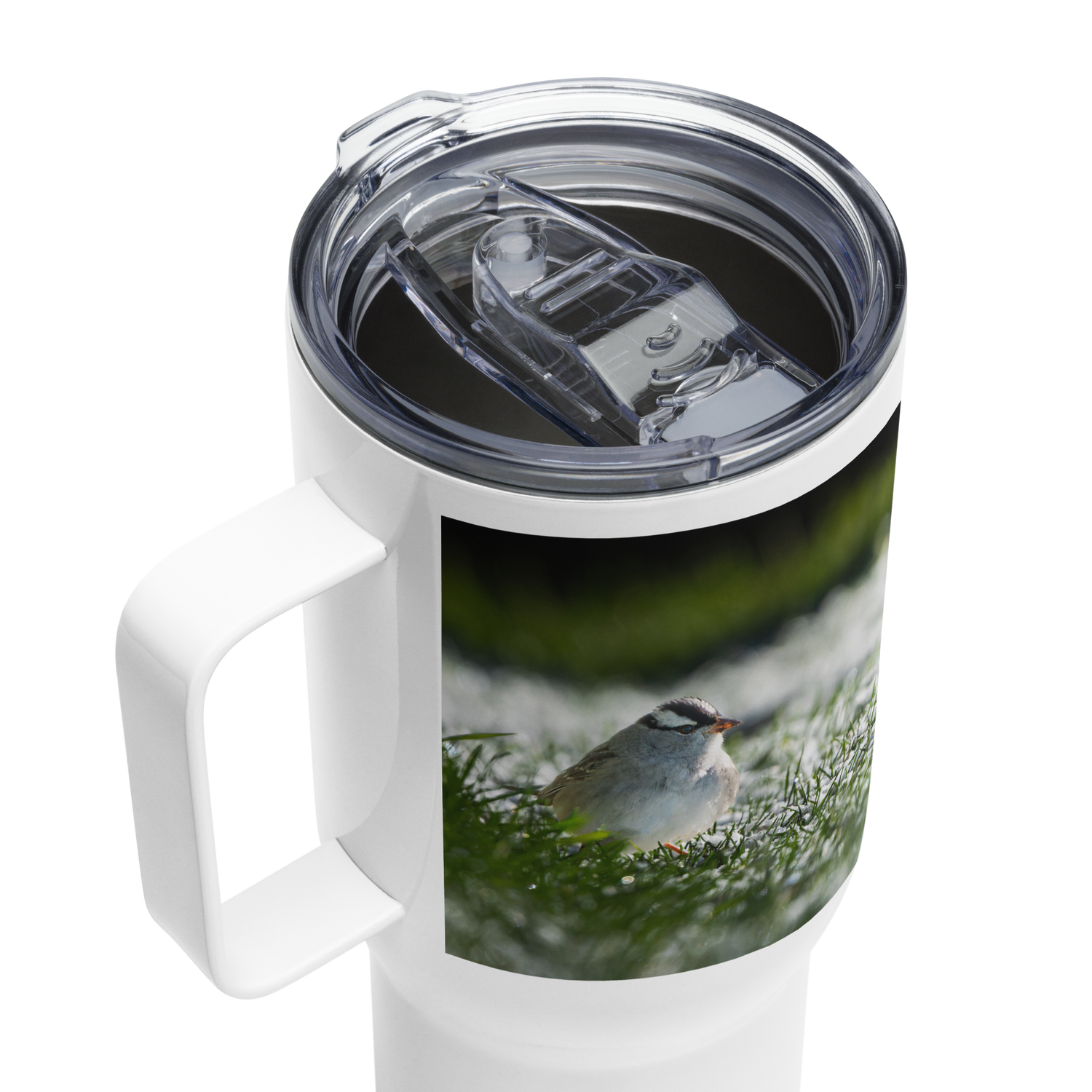 White-crowned Sparrow Travel mug with a handle