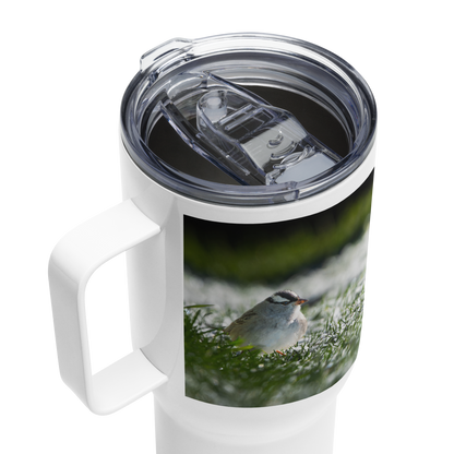 White-crowned Sparrow Travel mug with a handle