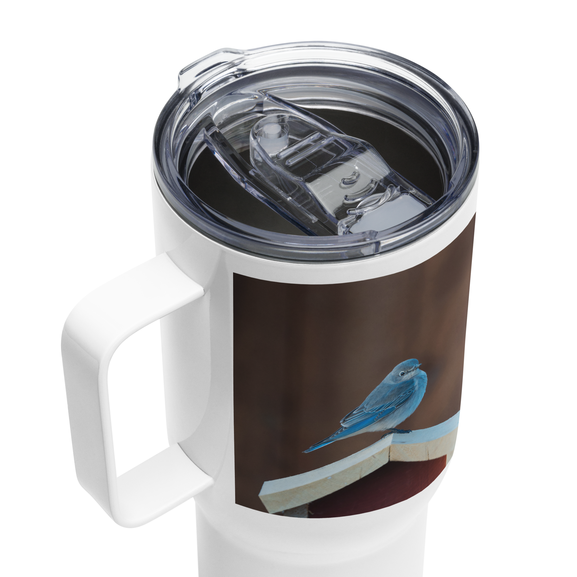 Mountain Bluebird Travel mug with a handle