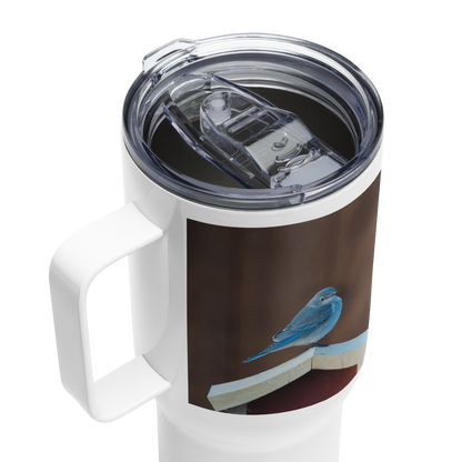 Mountain Bluebird Travel mug with a handle