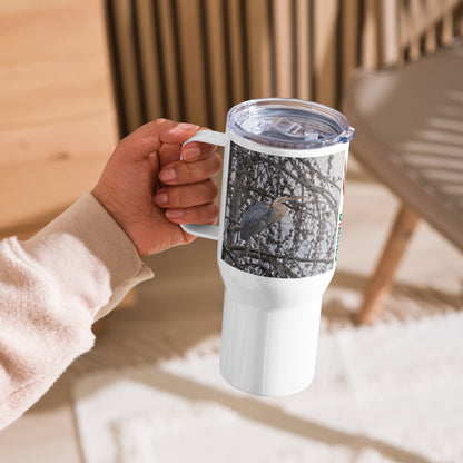 Blue Heron Travel mug with a handle