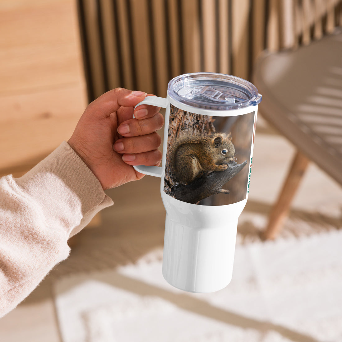 Squirrel Travel mug with a handle