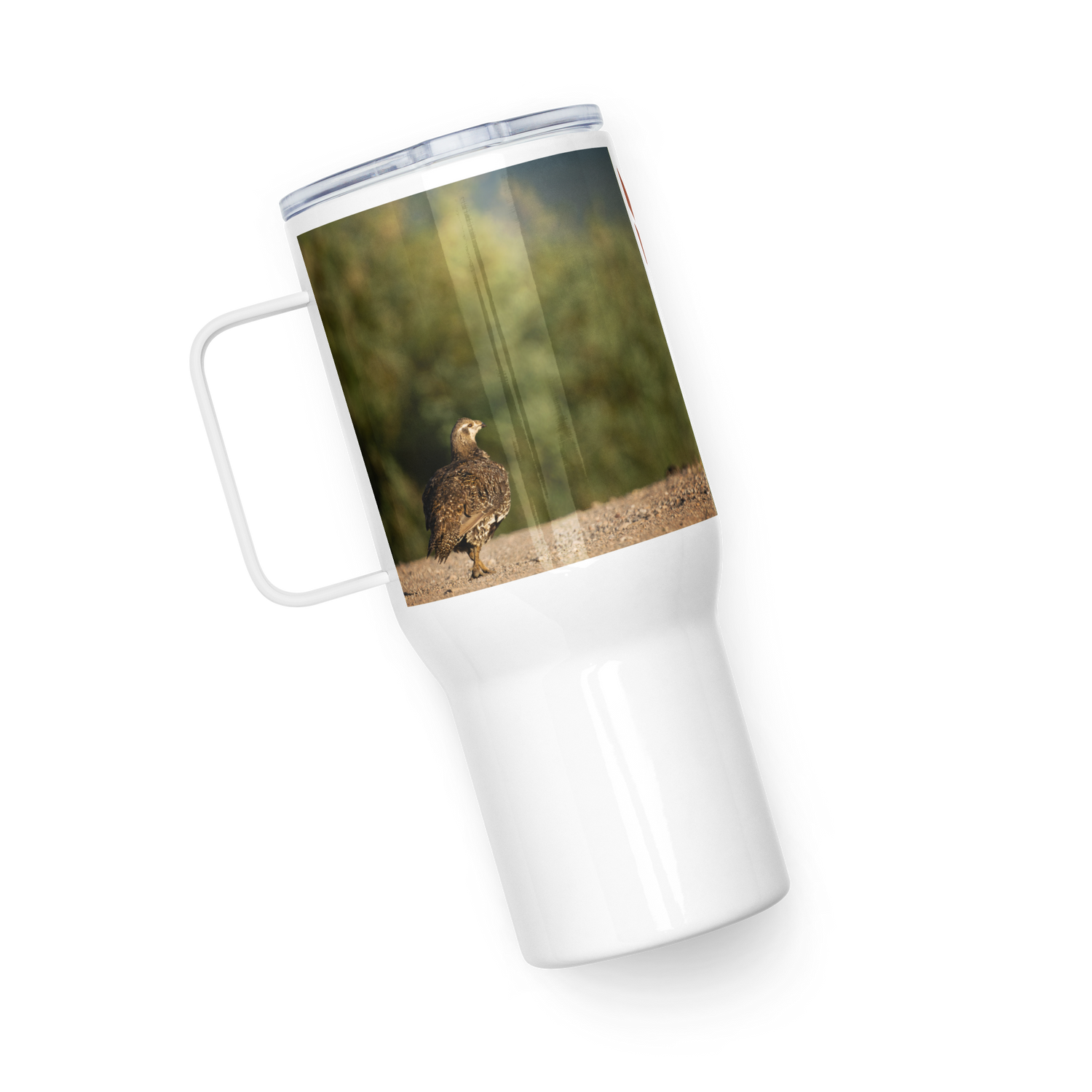 Sage Grouse Travel mug with a handle