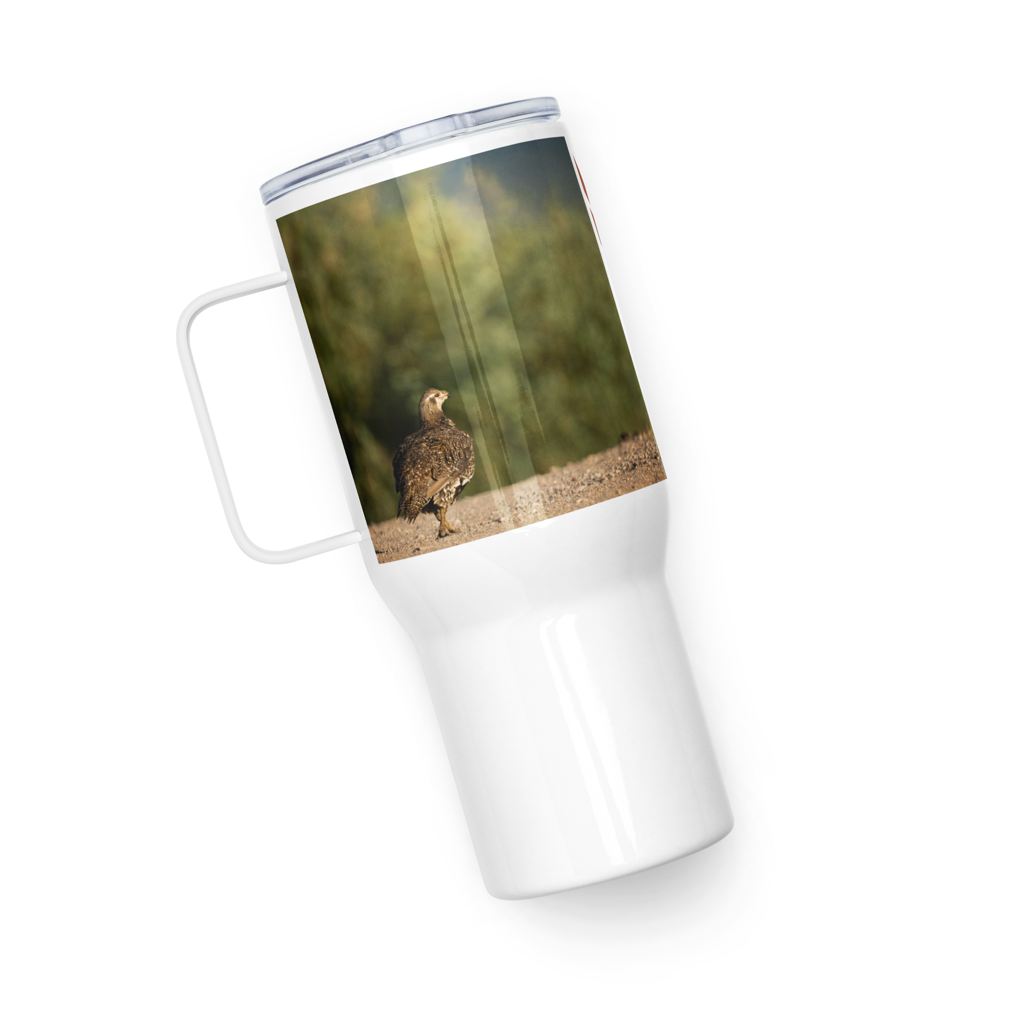 Sage Grouse Travel mug with a handle