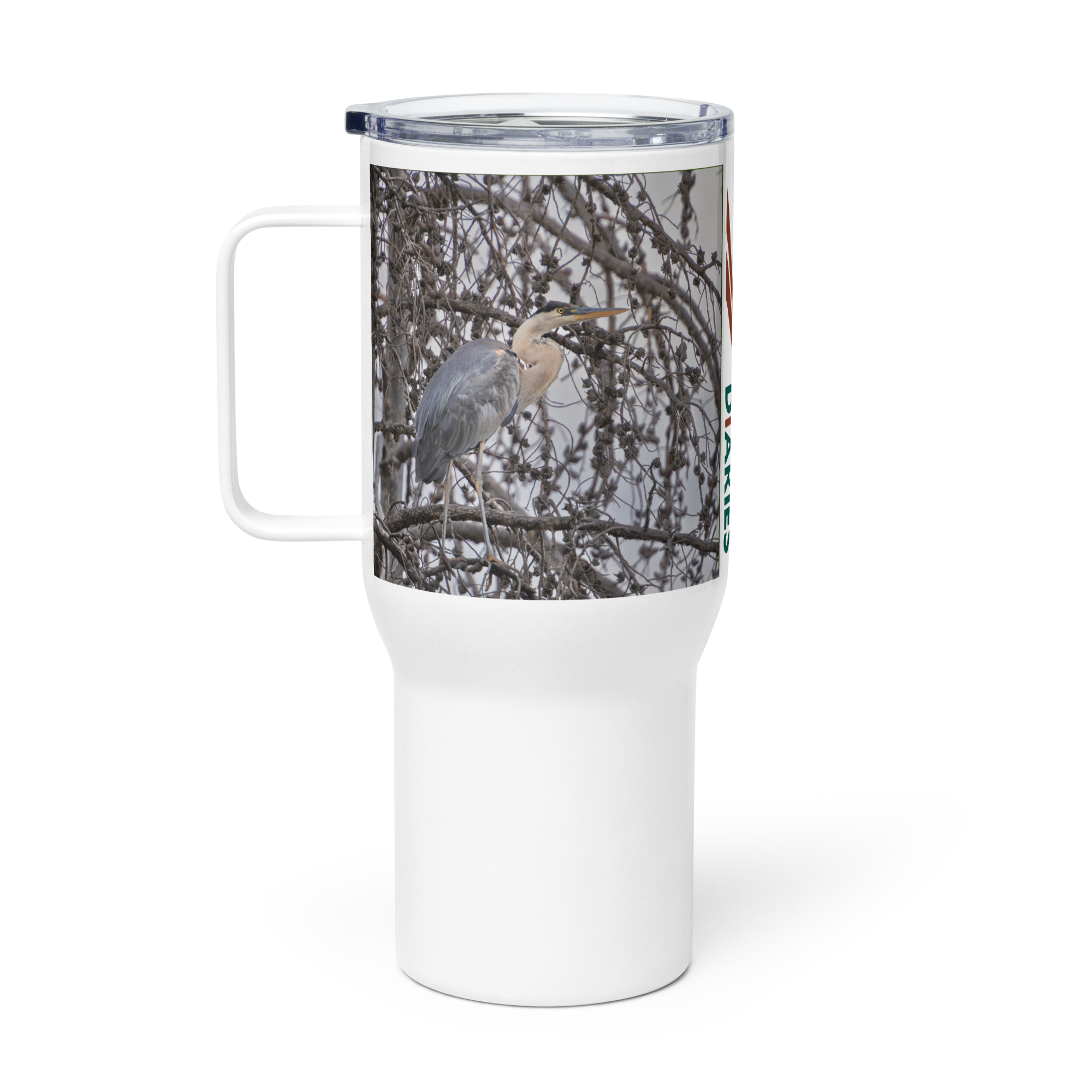 Blue Heron Travel mug with a handle