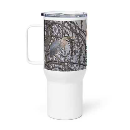 Blue Heron Travel mug with a handle