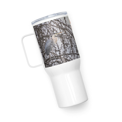 Blue Heron Travel mug with a handle