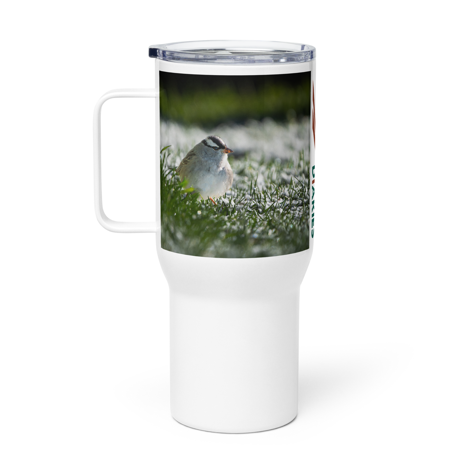 White-crowned Sparrow Travel mug with a handle