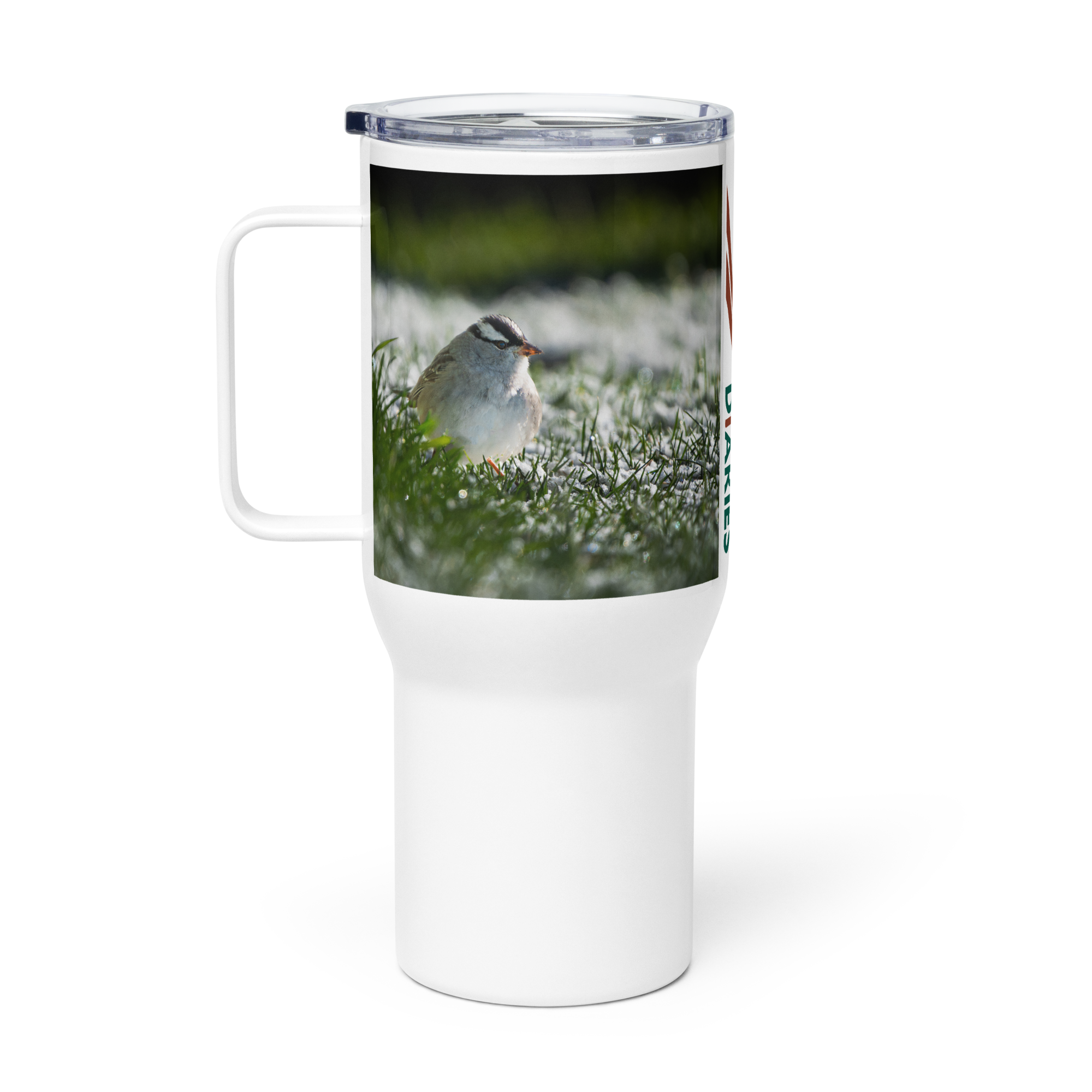 White-crowned Sparrow Travel mug with a handle