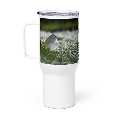 White-crowned Sparrow Travel mug with a handle