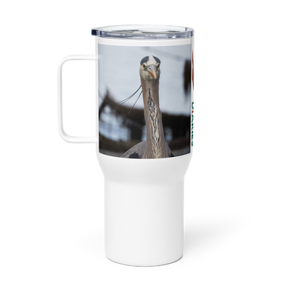 Blue Heron Travel mug with a handle