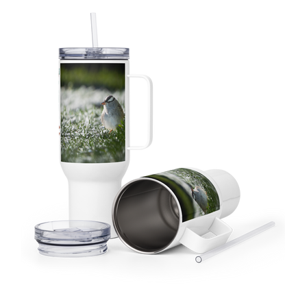 White-crowned Sparrow Travel mug with a handle