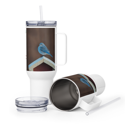 Mountain Bluebird Travel mug with a handle