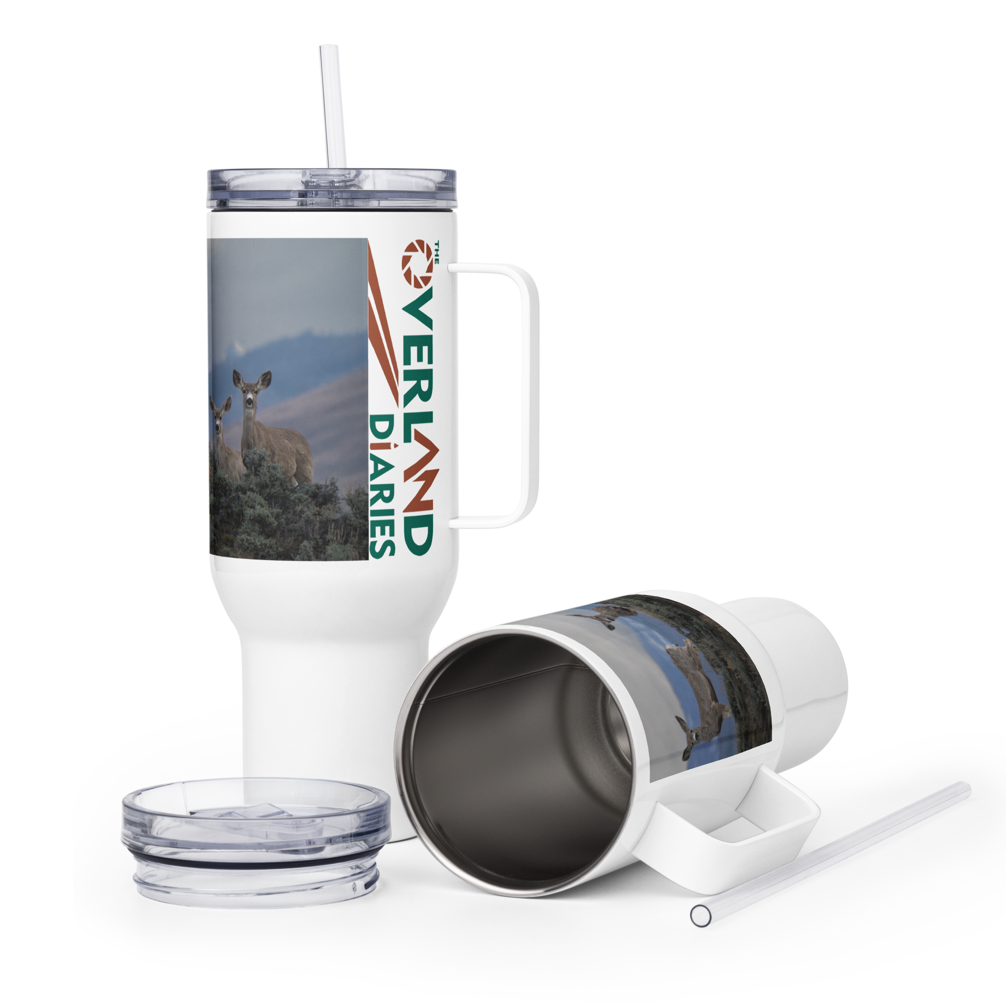 Mule Deer Travel mug with a handle