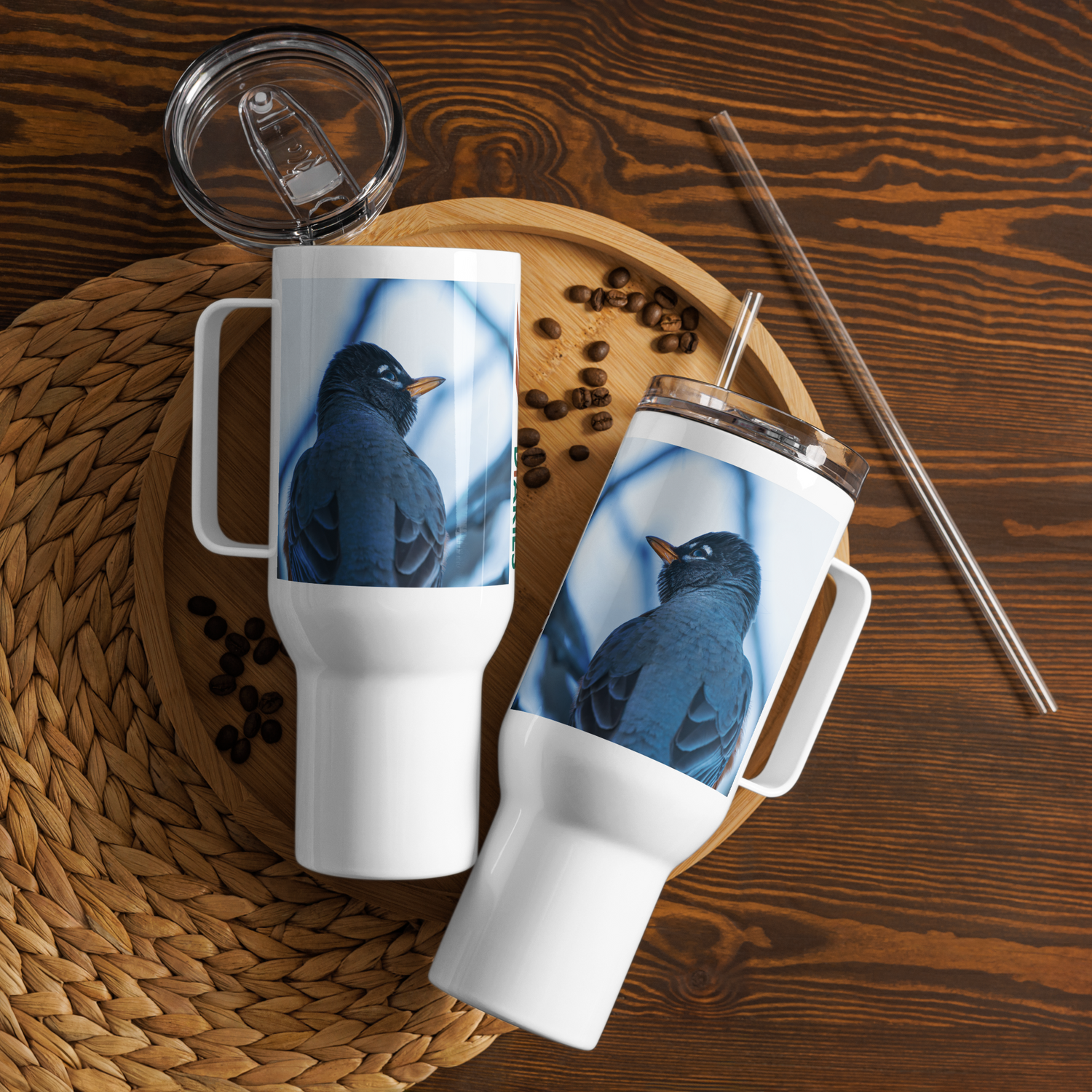 Robin Travel mug with a handle