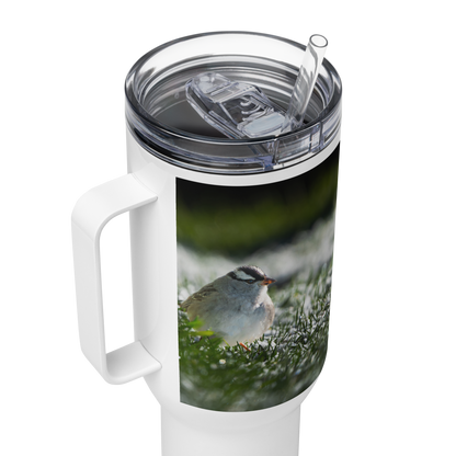 White-crowned Sparrow Travel mug with a handle