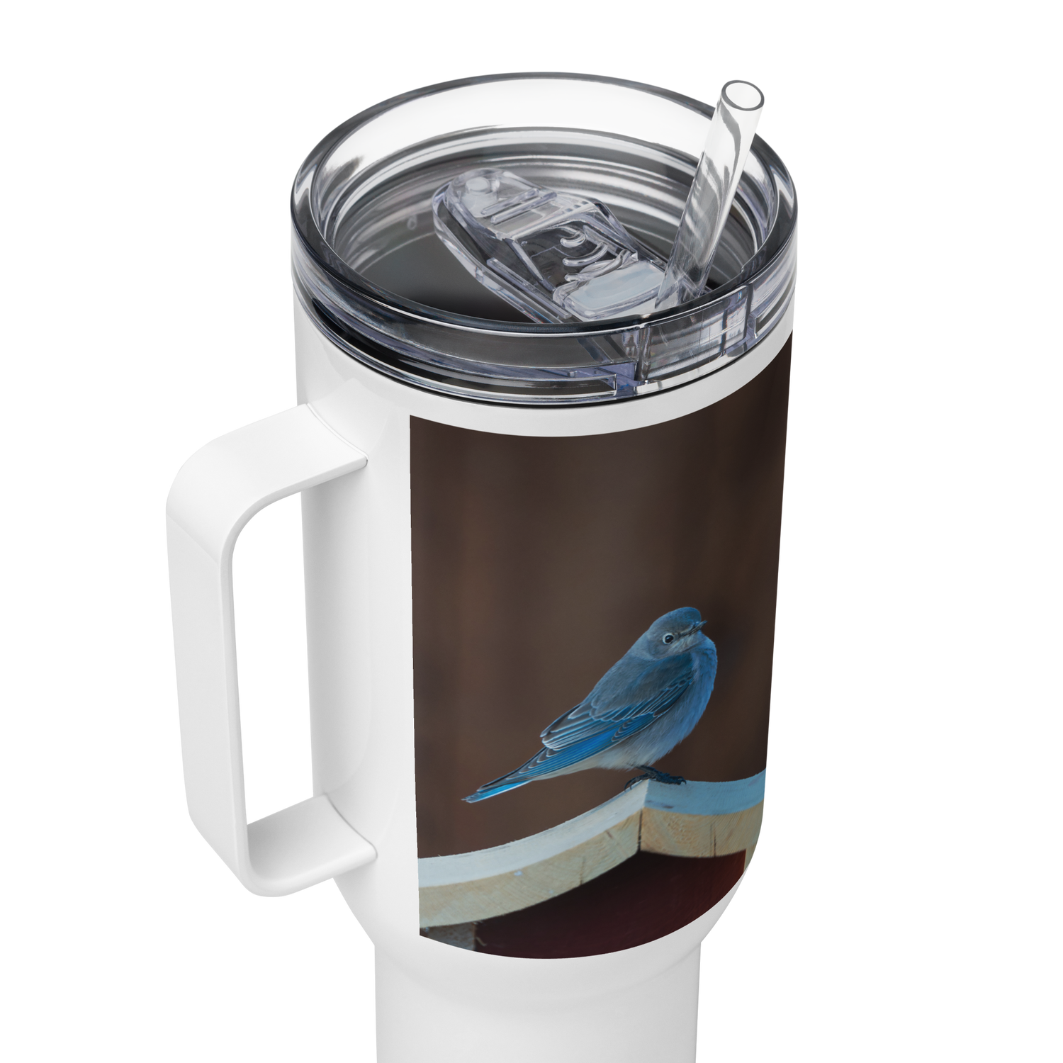 Mountain Bluebird Travel mug with a handle