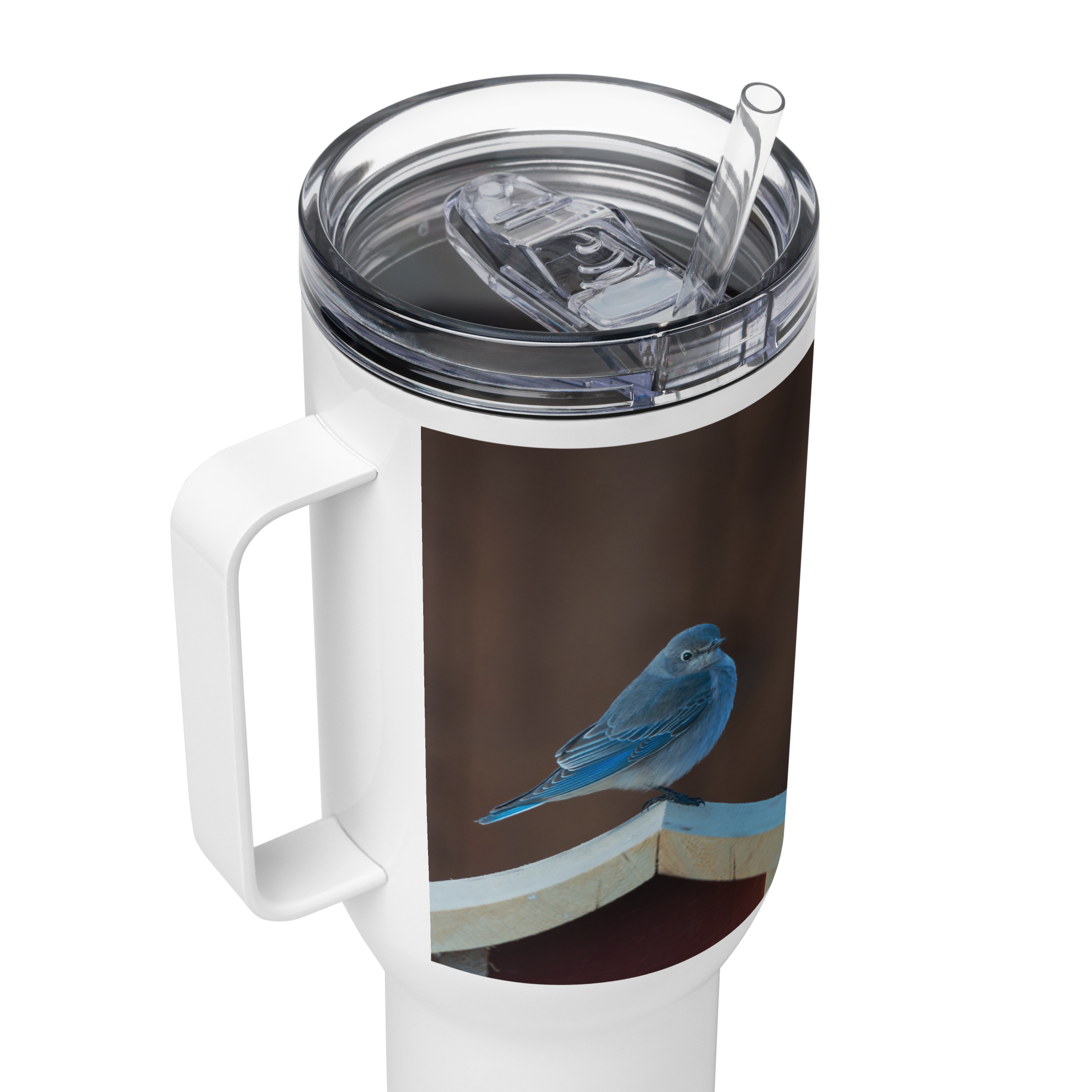 Mountain Bluebird Travel mug with a handle