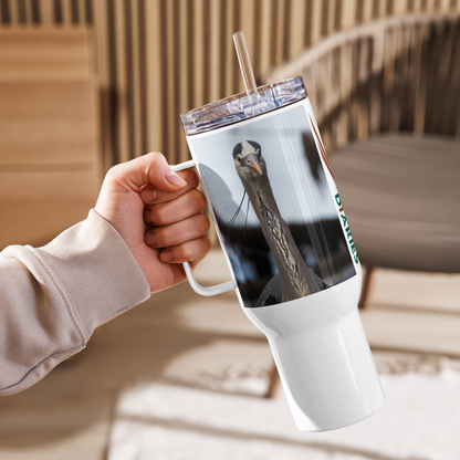 Blue Heron Travel mug with a handle