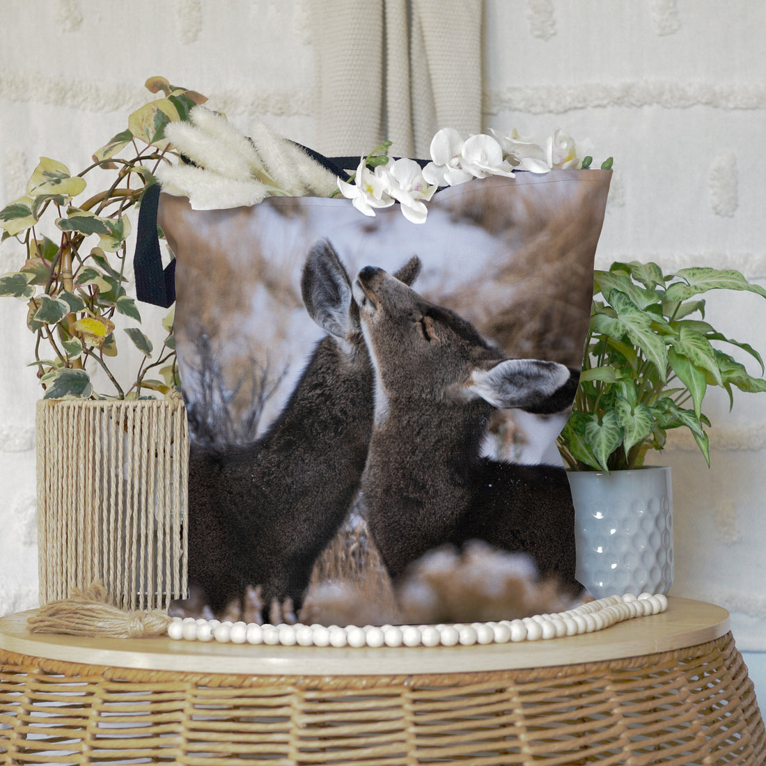 Large Tote Bags Inspired by the Gentle Moments of Wyoming’s Kissing Deer