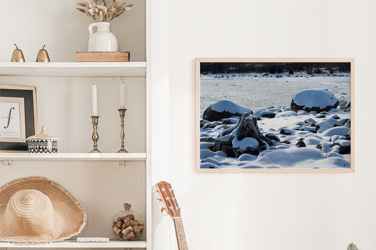 Lake View Wall Art: Embrace the Beauty of Wyoming’s Frozen Wilderness