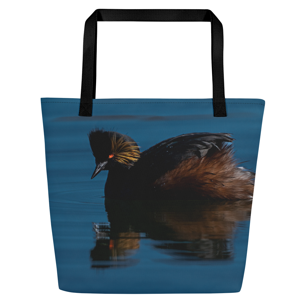 Eared Grebe All-Over Print Large Tote Bag - The Overland Diaries