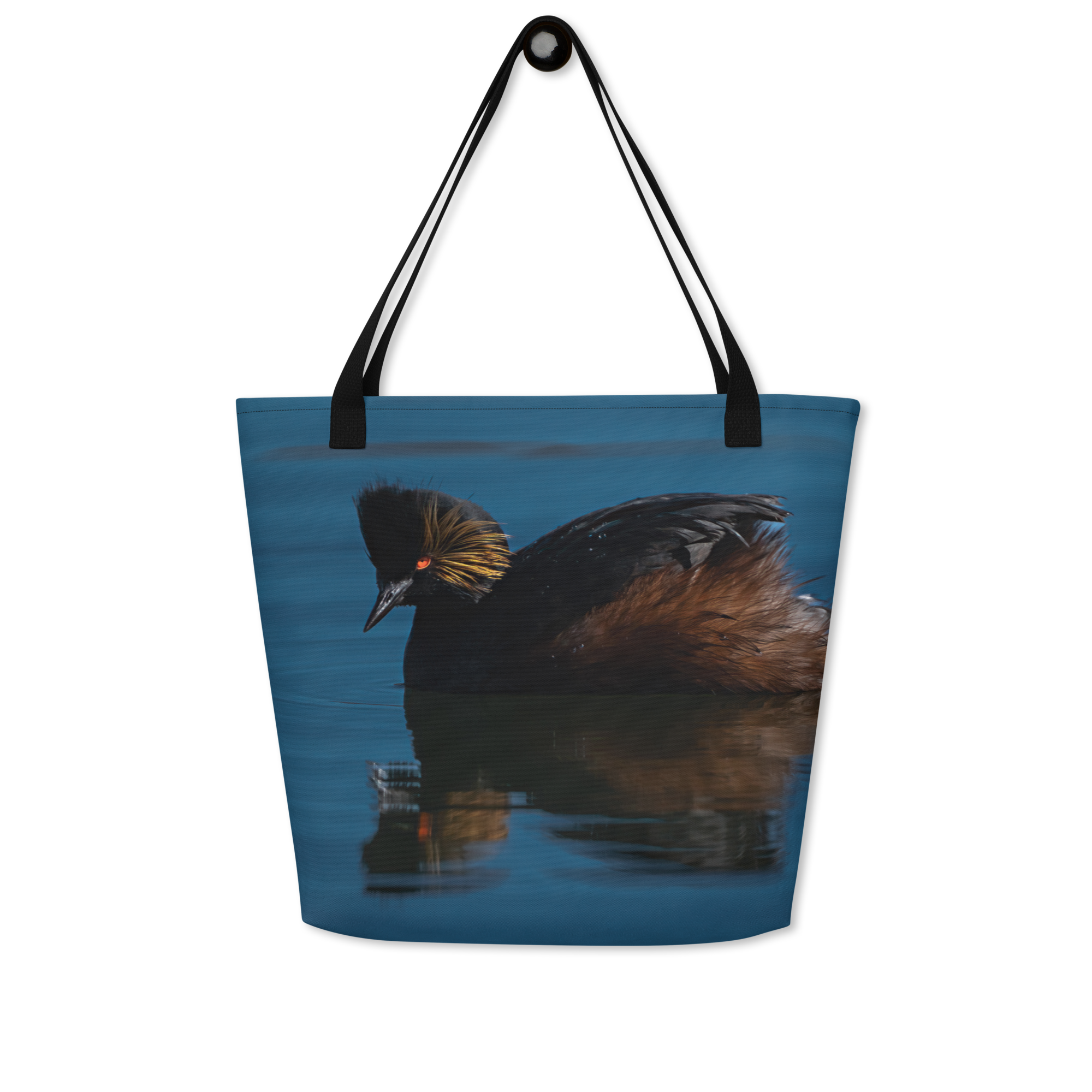 Eared Grebe All-Over Print Large Tote Bag - The Overland Diaries