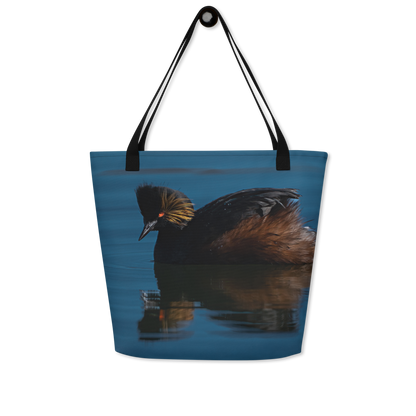 Eared Grebe All-Over Print Large Tote Bag - The Overland Diaries