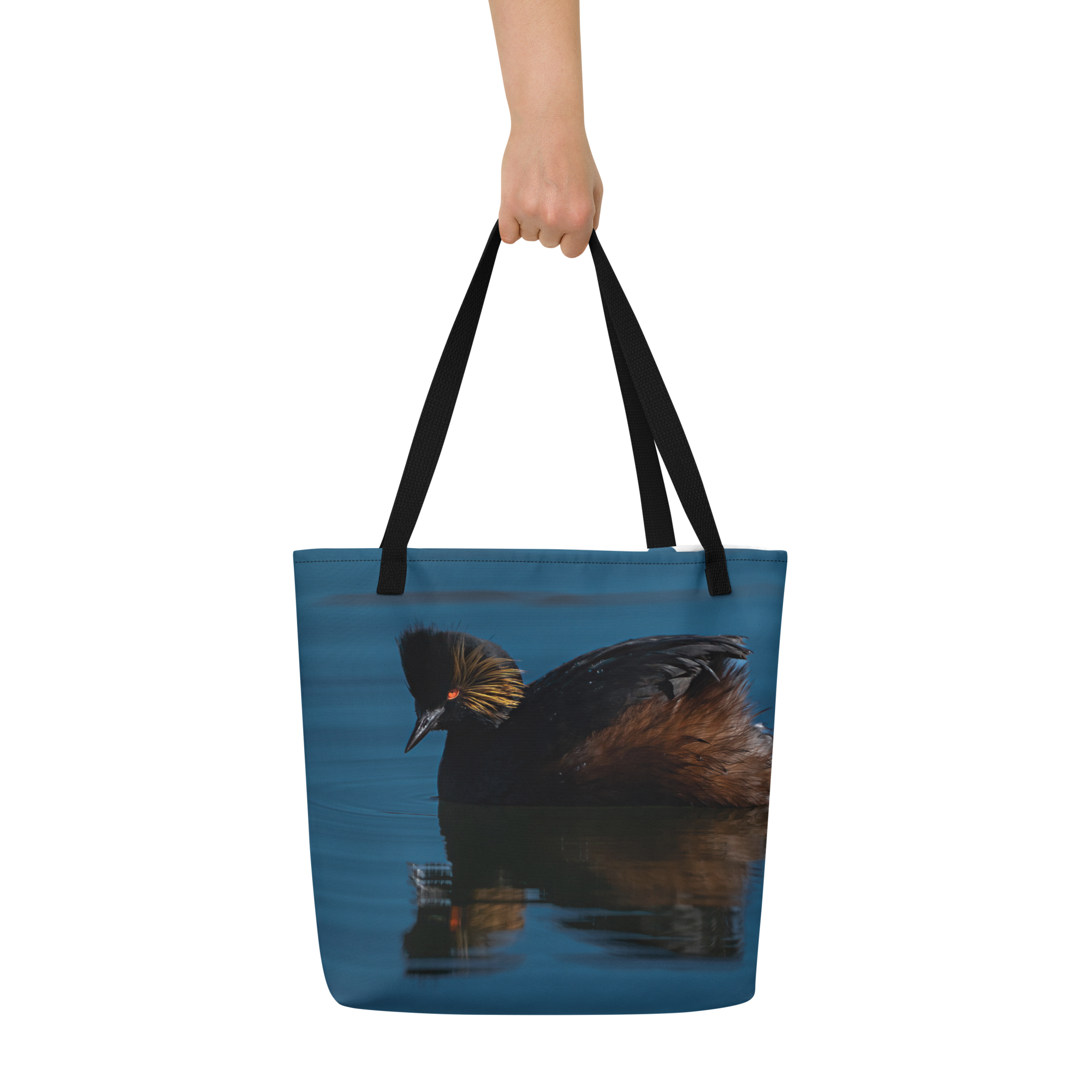 Eared Grebe All-Over Print Large Tote Bag - The Overland Diaries