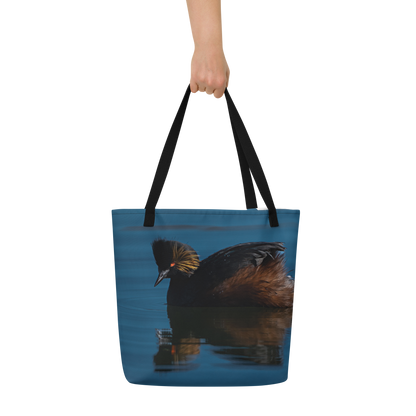 Eared Grebe All-Over Print Large Tote Bag - The Overland Diaries