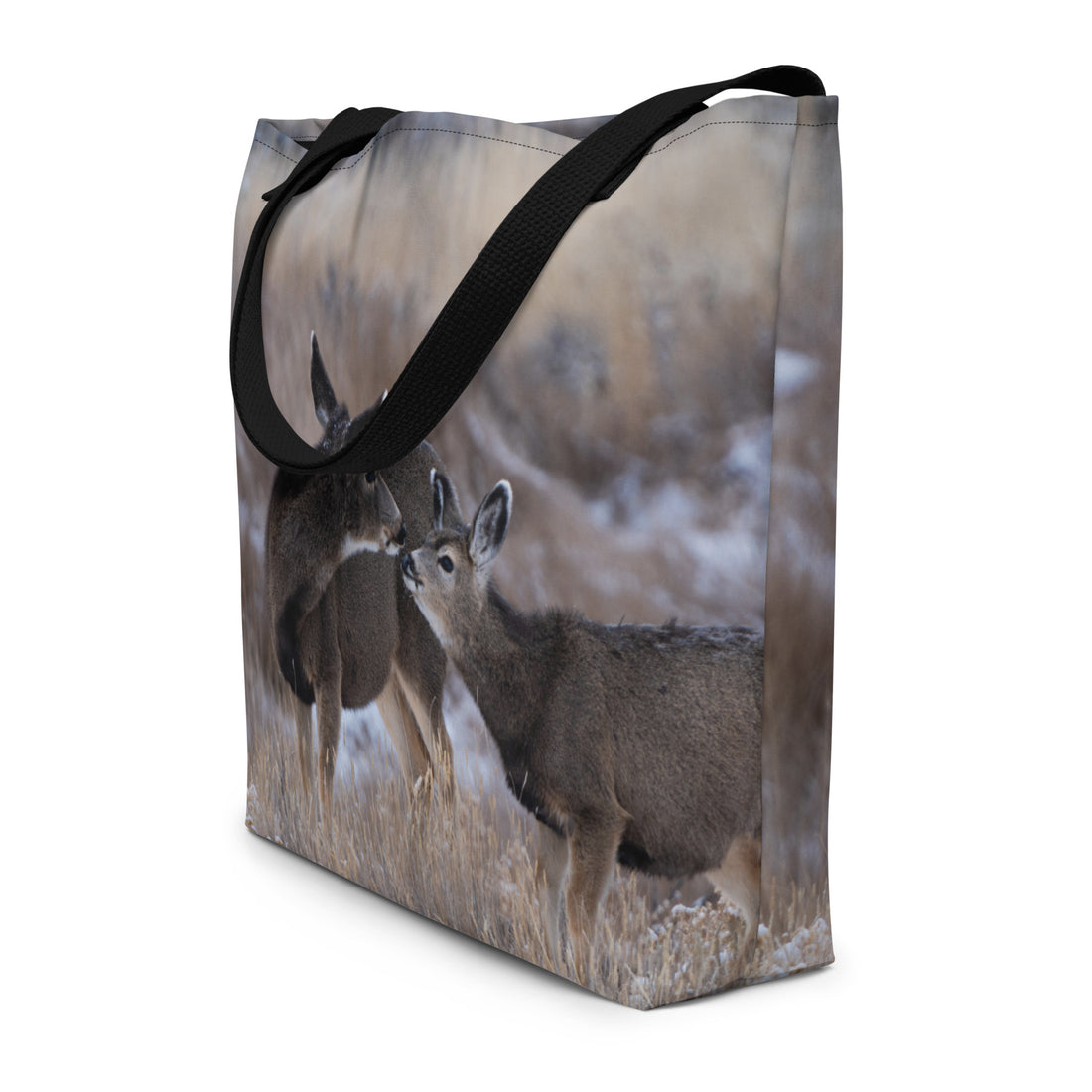 Deer Kissing All-Over Print Large Tote Bag - The Overland Diaries