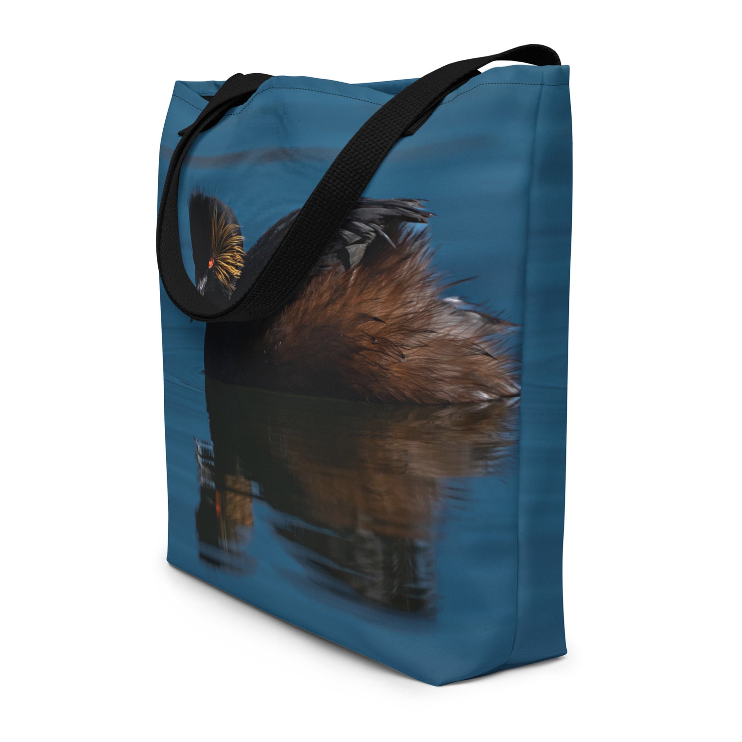 Eared Grebe All-Over Print Large Tote Bag - The Overland Diaries