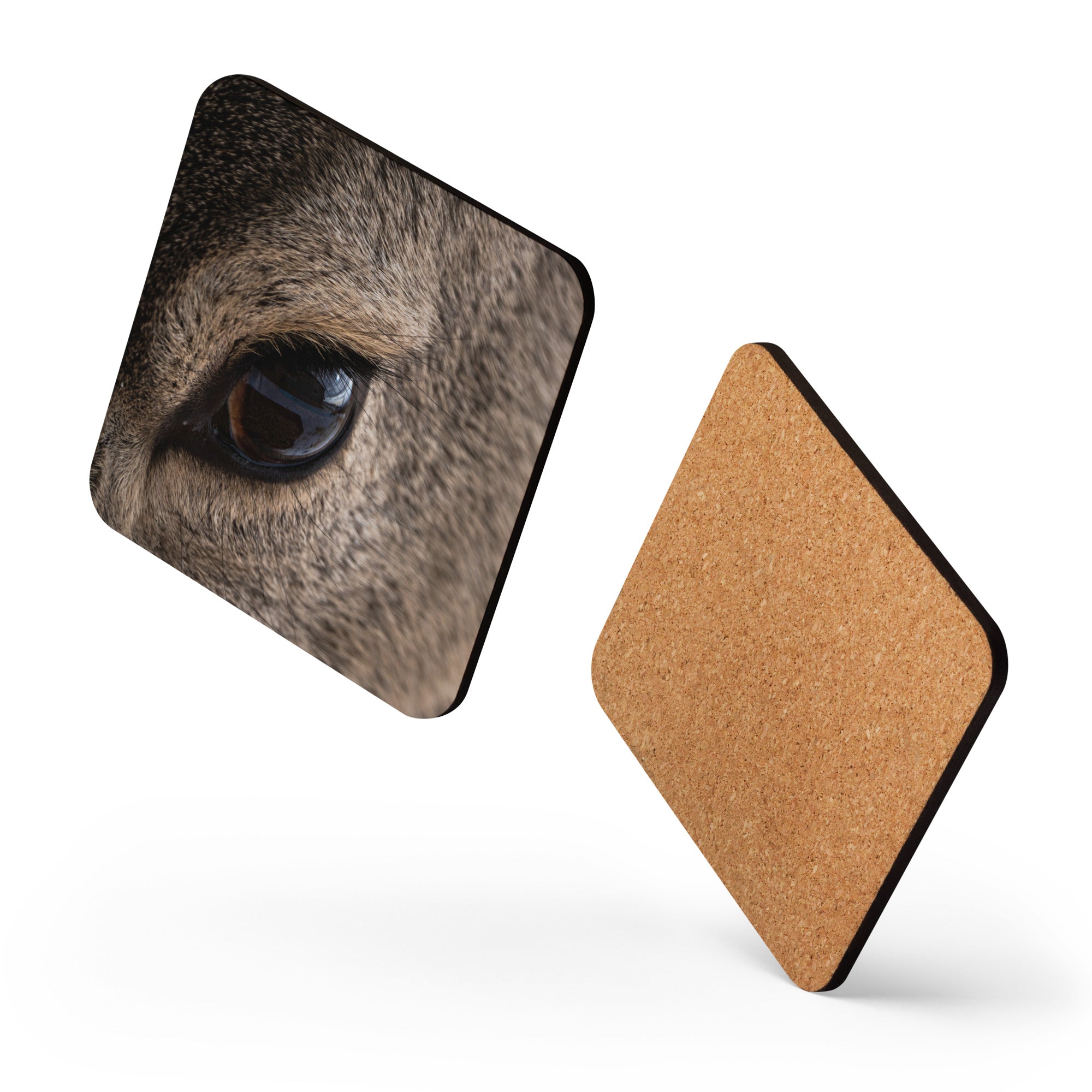 Close-Up Deer Eye Cork-Back Coaster - The Overland Diaries