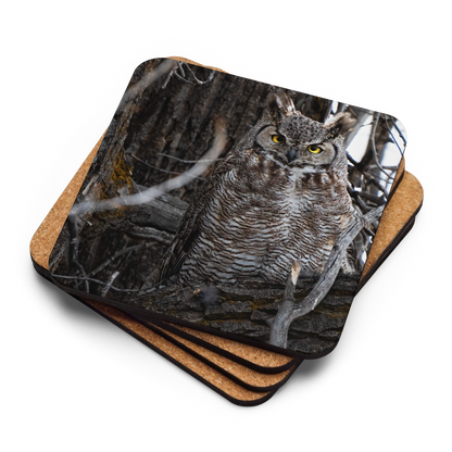 Horned Owl Cork-back coaster - The Overland Diaries