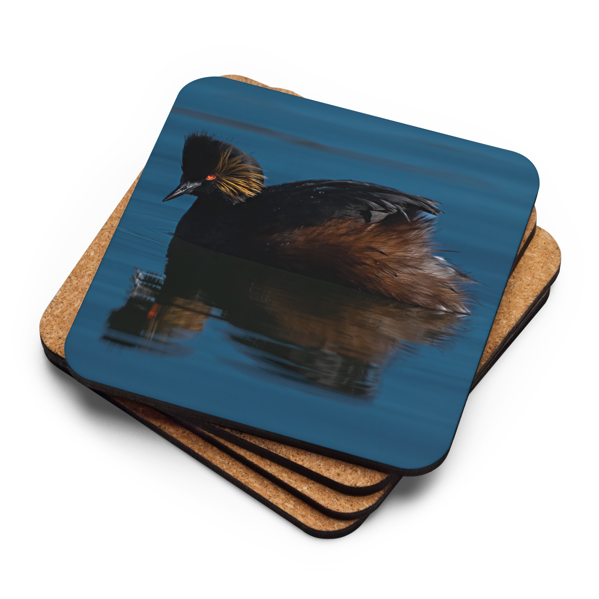 Eared GrebeCork-back Coaster - The Overland Diaries