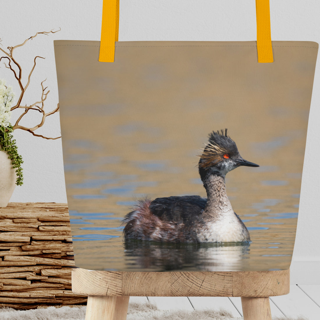 Eared Grebe All-Over Print Large Tote Bag - The Overland Diaries