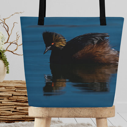 Eared Grebe All-Over Print Large Tote Bag - The Overland Diaries