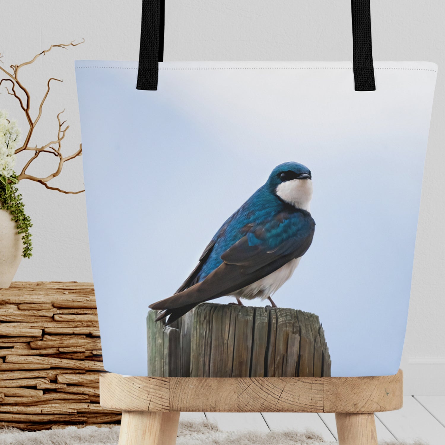 Tree Swallow All-Over Print Large Tote Bag - The Overland Diaries